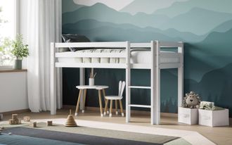 Flair Elara Wooden Shorty Mid Sleeper Bed in White | Size: Junior