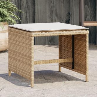 vidaXL Taburetes Jard&iacute;n Con Cojines 4 Uds Rat&aacute;n Pe Beige 40x40x35 Cm Vidaxl