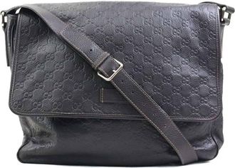 Gucci Dark Brown Leather Shoulder Bag (Pre-Owned)