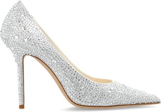 Jimmy Choo London Love 100 Pumps - Dames - Pumps - Grijs - 40 EU - Leer - Schoenen