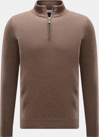 Braun Hamburg Men - Cashmere half-zip jumper brown mottled