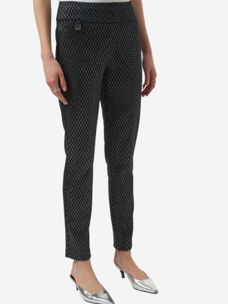 Joseph Ribkoff Foiled Heavy Knit Slim Fit Pant In Black/silver