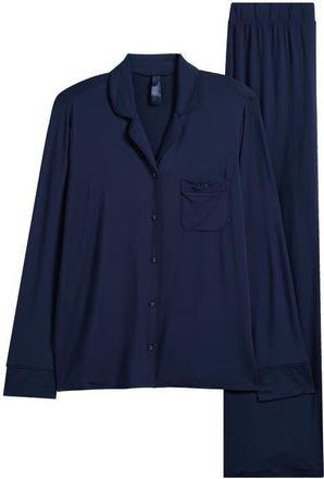 SKIMS Sleep Piped Pajamas in Navy at Nordstrom, Size X-Large