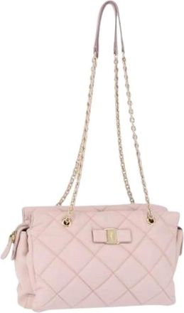 Ferragamo Pre-owned Shoulder Bag - Dames - Vintage Schoudertas - Roze - ONE Size - Leer - Vintage