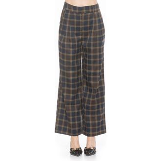 Alexia Admor Plaid Wide Leg Pants in Brown Plaid at Nordstrom Rack, Size 10