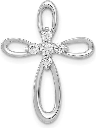 Diamond2Deal 14k White Gold 1/5ct. Diamond Cross Chain Slide Pendant