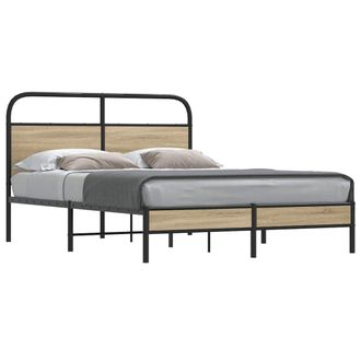 Berkfield Home Bed Frame Without Mattress 135x190 cm Smoked Oak Engineered Wood in Brown