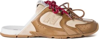 Miu Miu x New Balance mules - women - Calf Leather/Fabric/Rubber - 37 - Brown