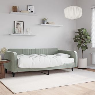 vidaXL Vidaxl - Sof&aacute; Cama Con Colch&oacute;n Terciopelo Gris Claro 100x200 Cm