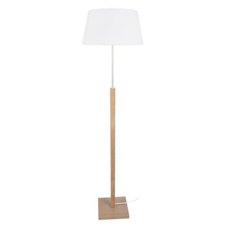 Tosel Lamp&aacute;ra de pie madera,metal Alt.155cm natural ;Pantalla: blanco