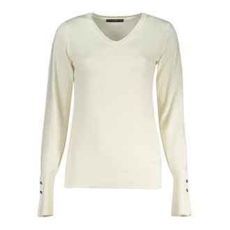 Guess V-neck Knitwear, female, White, Size: S Long Sleeved T-Shirt