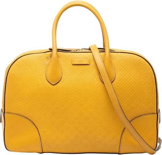 Gucci Pre-owned Satchel Bag - Dames - Vintage Handtas - Geel - ONE Size - Leer - Vintage