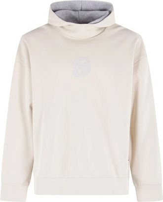 HUGO BOSS Hoodie van perzikzacht katoen met Double B Monogram - Heren - Hoodies - Beige - XL - Katoen - Hoodies & sweatvesten