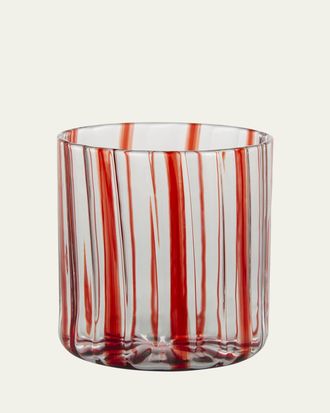 Tuttoattaccato Red Stripe Low Drinking Glass, 11.15 oz