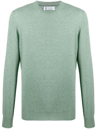 Brunello Cucinelli plain long-sleeve jumper - men - Cashmere - 48 - Green