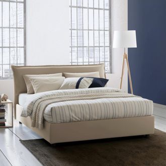 Dmora Talamo Italia - Cama Matrimonial Clodovea, Cama Contenedor Con Funda Extra&iacute;ble Con Cabecero Tapizado Y Estructura De Cama, 100% Made In Italy, Con Col