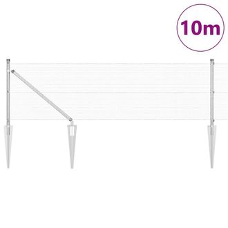 Berkfield Home Modern Welded Wire Fence with 7 Spike Posts 0.6x10 m Galvanised Steel in Silver