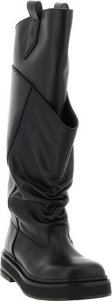 The Attico Womens Black Calfskin Over The Knee Shoe