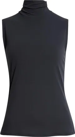St. John Sleeveless Jersey Turtleneck Shell in Black at Nordstrom, Size X-Large