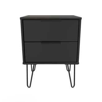 Welcome Furniture Haiti Ready Assembled Bedside Table with 2 Drawers - Black Matt - Welcome Furniture | TJ Hughes