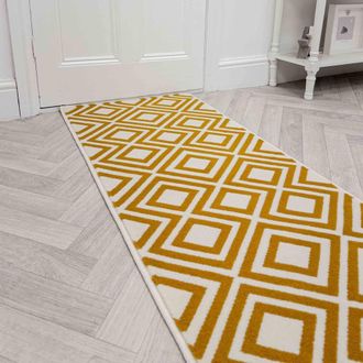 Runrug Hallway Carpet Runner Rug - Soft & Comfy, 9mm - Kilim in Light Beige | Size: 60 cm x 390 cm