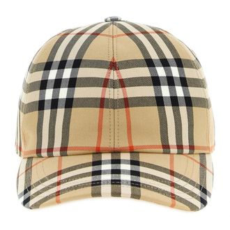 Burberry Accessoires, Dames, Beige, S, Katoen, Check Katoenen Baseballpet