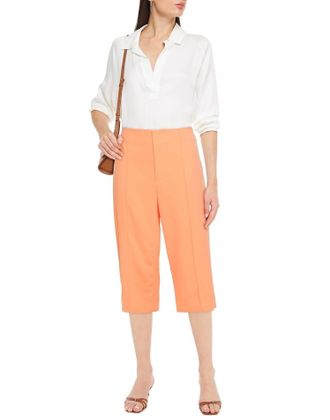 Alice & Olivia Dylan Wide Leg Cropped Pants In Salmon Pink