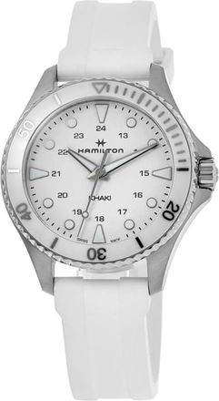 Hamilton Khaki Navy Scuba Quartz White Dial Rubber Strap Womens Watch H82221310