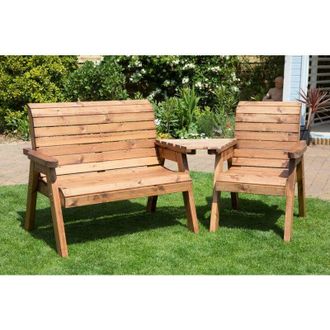 Charles Taylor Trading Charles Taylor - Wooden Companion Angled Garden Chair Bench 3 Seater