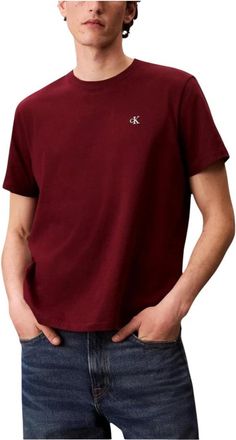 Calvin Klein Jeans Tops, Heren, Rood, 2Xl, Katoen, SS Easy Monogram Tee