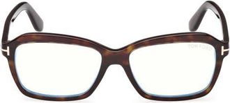 Tom Ford 54mm Rectangular Optical Glasses in Shiny Classic Dark Havana at Nordstrom