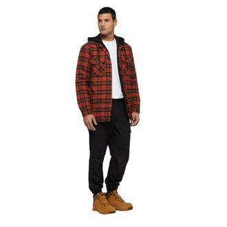 Dickies Mens Flannel Hooded Shirt (Red Ochre) Cotton - Size X-Large