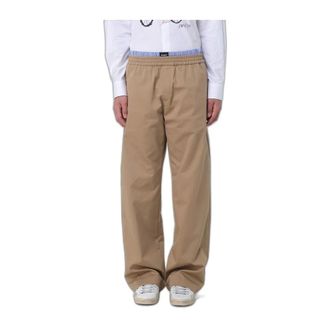 Msgm Pantaloni in twill di cotone a gamba larga - - Trousers - Uomo - Beige - L