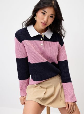 Twik Womens Striped polo collar sweater