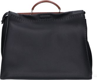 Fendi Black Brown Leather Shoulder Bag (Pre-Owned)