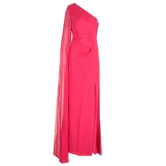 Roland Mouret Asymmetrical Silk Dress - female - Roland Mouret - Gowns - Pink - S - Dresses