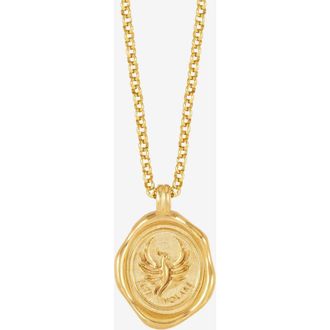 Dower & Hall Mens Fly High Phoenix Talisman Necklace in Yellow Gold Vermeil at Nordstrom, Size 22