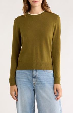 Elodie Tipped Crewneck Sweater in Dk.olive at Nordstrom Rack, Size Large