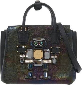 MCM Pre-owned Patent Leather Mini Bag - Dames - Vintage Mini Tas - Zwart - ONE Size - Leer - Vintage