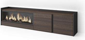 Skraut Home Skraut Home - Mueble Tv, Televisi&oacute;n, Muebles De Sal&oacute;n, Almacenaje, 212x35x50cm, Para Tv Hasta 80, Chimenea El&eacute;ctrica Xxl, Led, Estilo Moderno, Roble O