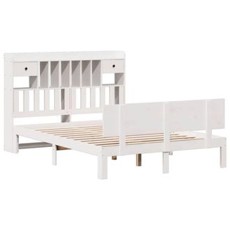 Berkfield Home Decorative Bookcase Bed without Mattress White 140x190cm Solid Wo | Size: 140x190 cm