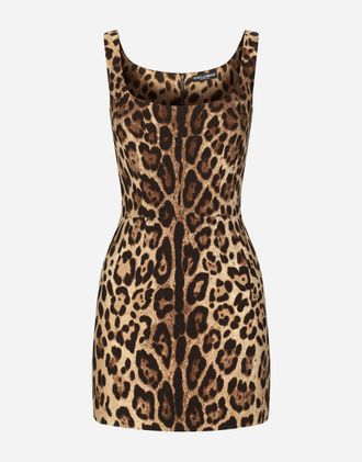 Dolce & Gabbana Short Leopard-print Charmeuse Dress - Woman Dresses Animal Print Silk 46