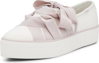 Keds womens Keds Point Slip on, White/Pink Leather Ballet, 4 UK