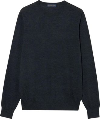 Brooks Brothers Merino Wol Trui met Ronde Hals - Heren - Ronde hals truien - Grijs - M - Wol - Truien & Vesten