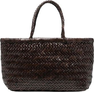 Dragon Diffusion Herringbone-Weave Leather Tote Bag with Braided Handles