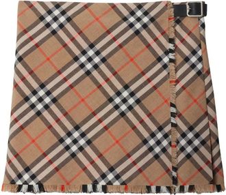 Burberry Minigonna Check In Misto Lana-Donna