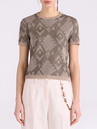 Momoni Jacquard Viscose Blend Crew Neck Sweater