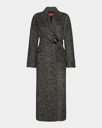 Max Mara Long Herringbone Tweed Coat