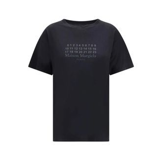 Maison Margiela T-Shirts, female, Black, S, Logo Cotton T-Shirt