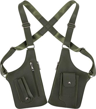 Generic Double Shoulder Armpit Bag for Women Men, Adjustable Under-Arm Shoulder Bag, Multi-Pocket Outdoor Anti-Theft Tactical (Army Green)